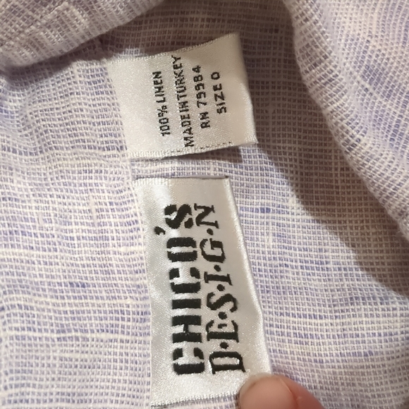 Chico's Design purple linen button down - Picture 2 of 7